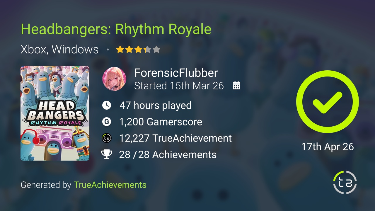 Headbangers Rhytm Royale achievement summary